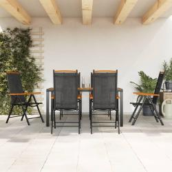 Ensemble &agrave; manger de 7 pcs noir et marron aluminium