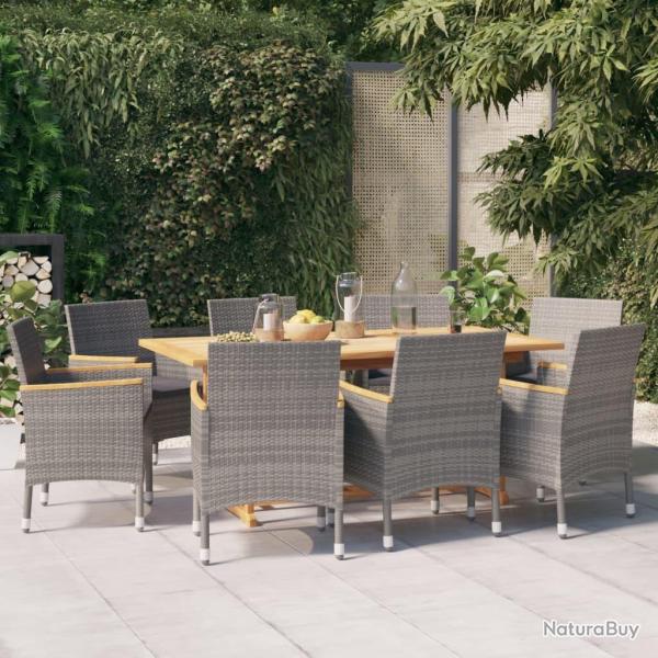 Ensemble � manger de 9 pcs avec coussins Gris