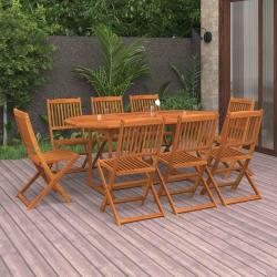 Ensemble table et chaises, 9 pi&egrave;ces, bois massif d'acacia, pour la salle &agrave; manger