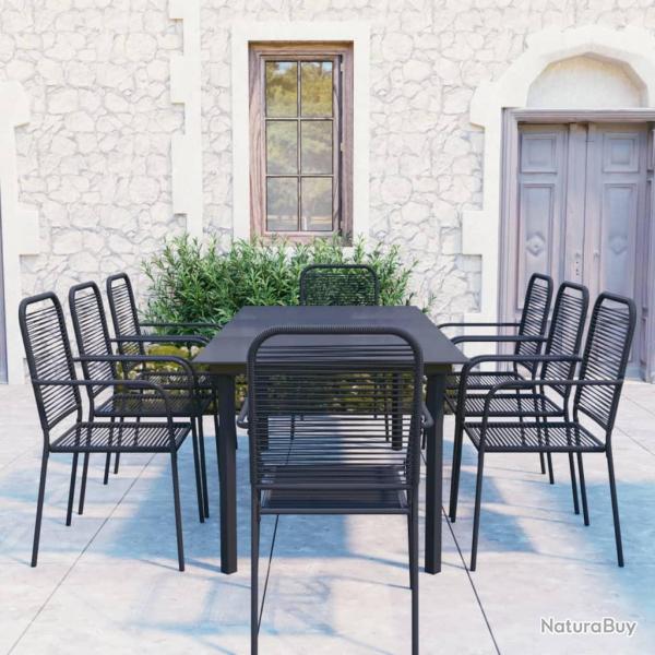 Ensemble � manger de 9 pcs noir verre et acier