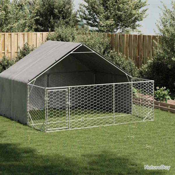 Niche d'ext�rieur pour chien enclos 3x3x1,9 m acier galvanis�