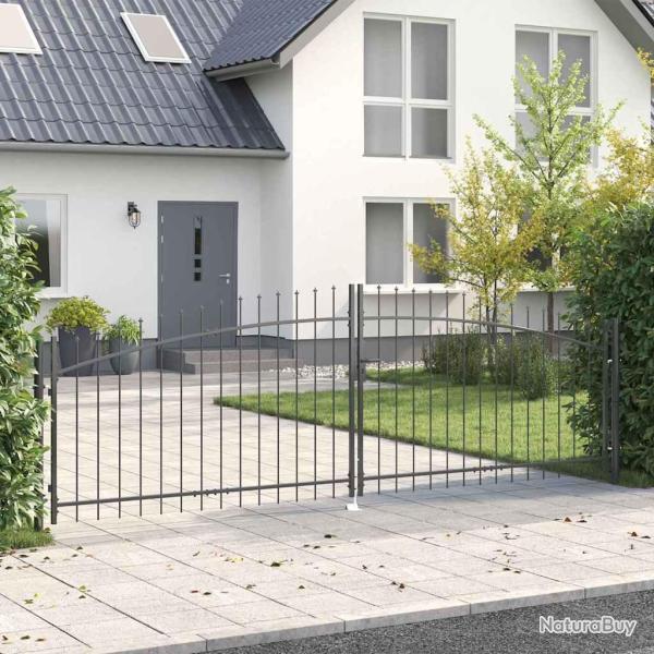Porte Double WOERDEN 400 x 174,5 cm Acier Gris Verrouillable