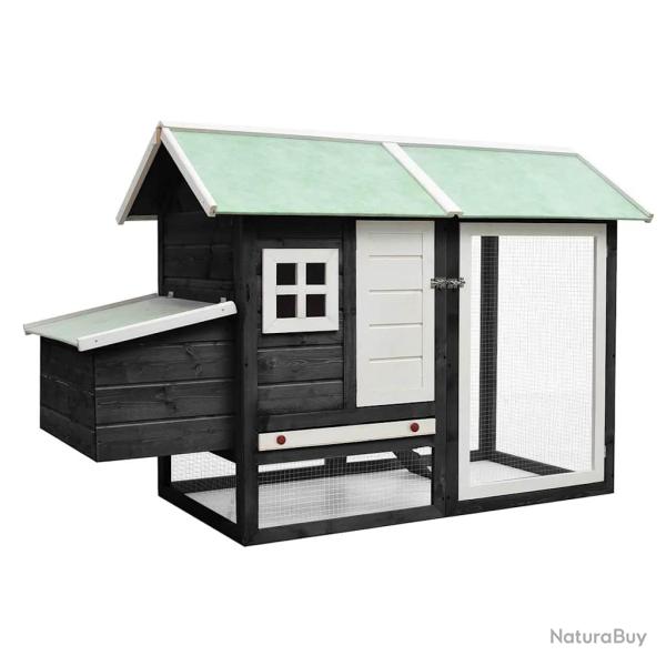 Poulailler Gris 170x81x110 cm Bois de pin massif et sapin