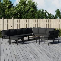 Salon de 11 pcs avec coussins gris acier