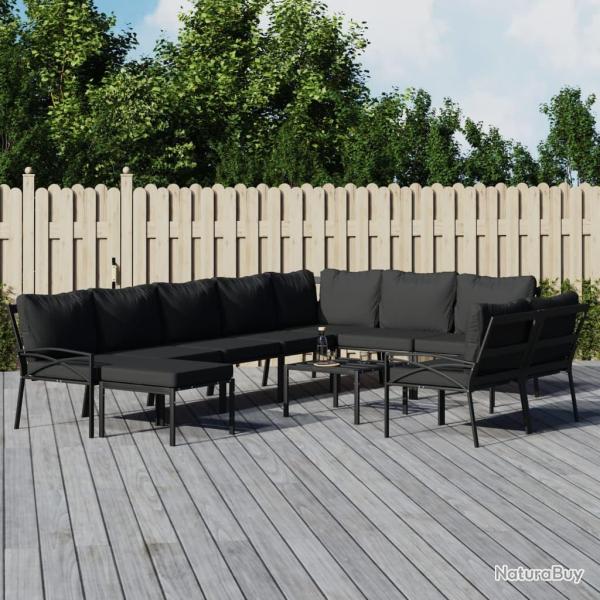 Salon de 11 pcs avec coussins gris acier
