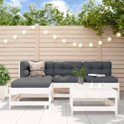 Salon de 5 pcs avec coussins blanc bois massif
