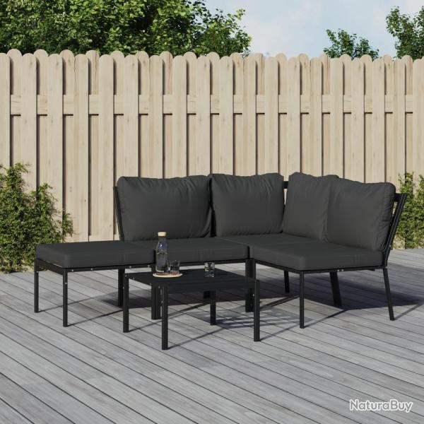 Salon de 5 pcs avec coussins gris acier