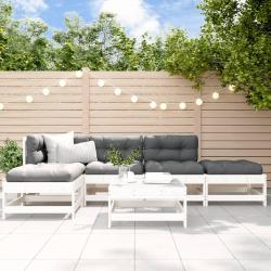Salon de 6 pcs avec coussins blanc bois massif