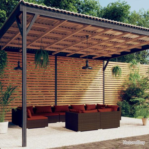 Salon de 9 pcs avec coussins Marron R�sine tress�e