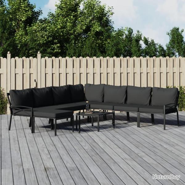 Salon de 9 pcs avec coussins gris acier