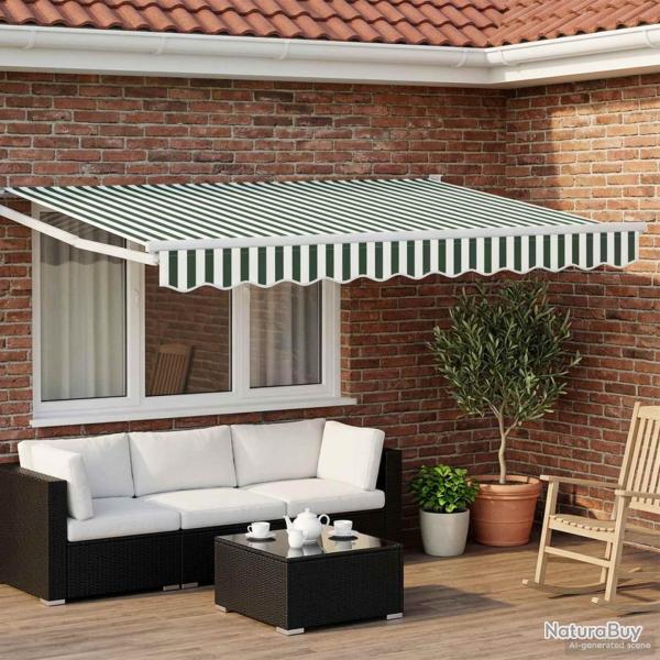 Store r�tractable manuel avec LEDs Vert et blanc 2,5 x 2 m