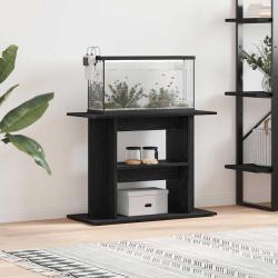 Support pour aquarium ch&ecirc;ne noir 80x35x60cm bois d'ing&eacute;nierie