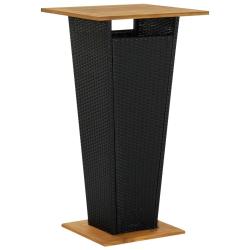 Table de bar Noir 60x60x110 cm R&eacute;sine tress&eacute;e et bois d'acacia