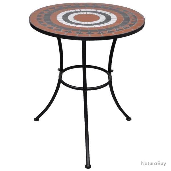 Table de bistro Terre cuite et blanc 60 cm Mosa�que