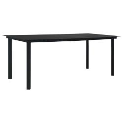 Table &agrave; manger de Noir 190x90x74 cm Acier et verre