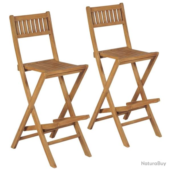 Tabourets pliables de bar d'ext�rieur lot de 2 bois teck solide
