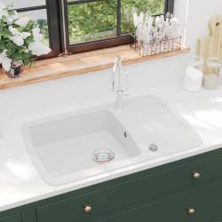 &Eacute;vier de cuisine Granit Seul lavabo Blanc