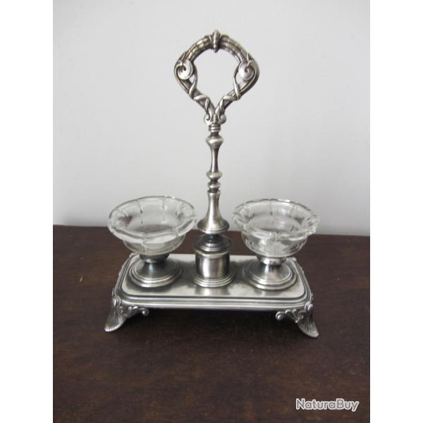 Saleron double en m�tal argent� Cailar & Cie 1900