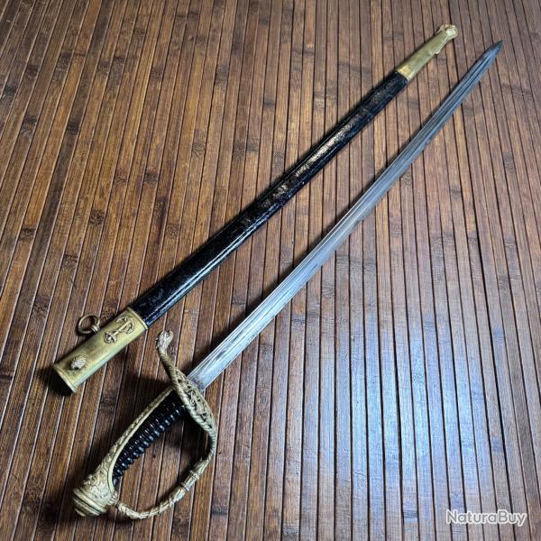 BEAU SABRE DE MARINE 1837/1851 COULAUX A KLINGENTHAL AVEC SON FOURREAU