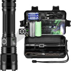 Lampe Torche LED 500000 Lumen Ultra Puissante 5 Modes Batterie 5000mAh &Eacute;tanche IP67 Zoomable