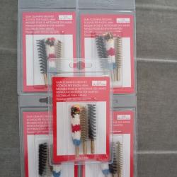 lot de 5 boites de set 3 &eacute;couvillons / brosses de rechange : laine - nylon - laiton 38 / 357 / 9mm