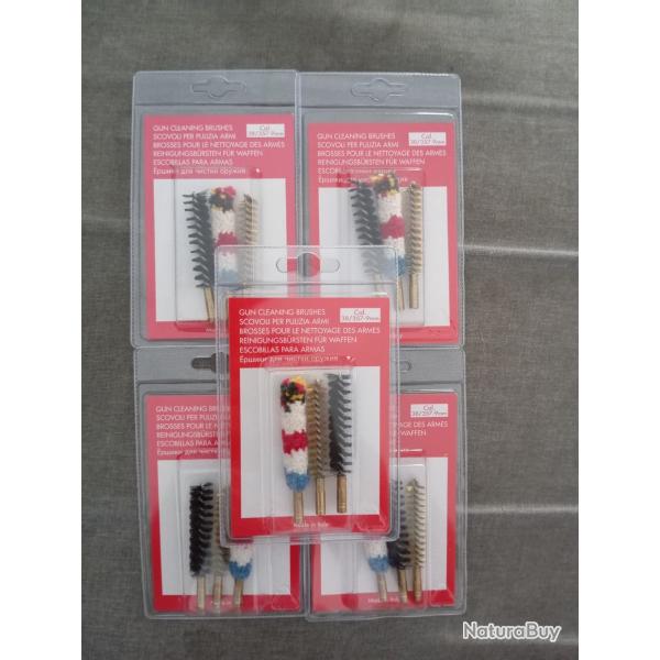 lot de 5 boites de set 3 �couvillons / brosses de rechange : laine - nylon - laiton 38 / 357 / 9mm