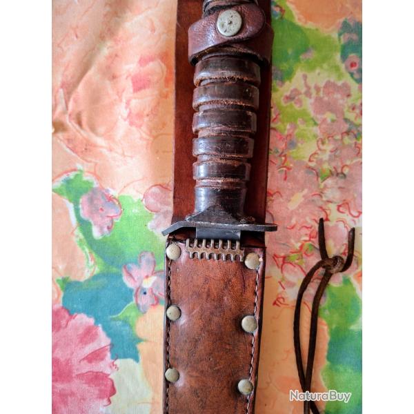 Couteau de combat USM3 et fourreau cuir M6 arm�e fran�aise