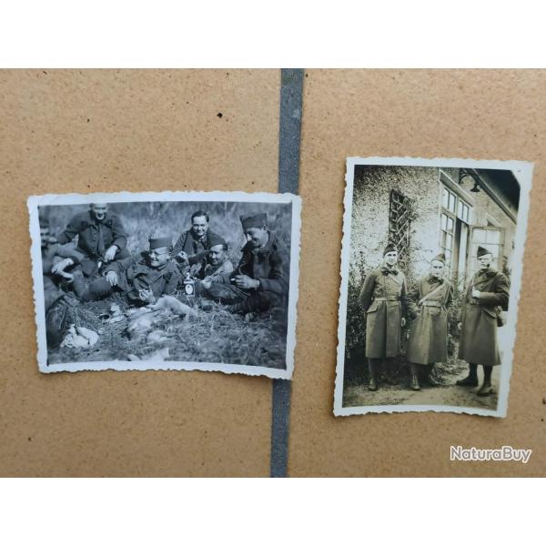 LOT DE 2 PHOTOS SOLDATS FRANCAIS PERIODE 1940 CHIFFRE 5 AU COL