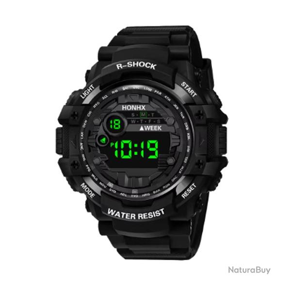 Montre Digitale Sport Etanche Unisexe R-Shock Noir