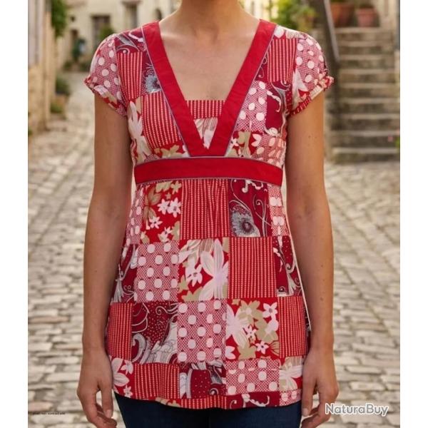 Mayflower PF190R Tunique � manches courtes fleurie pour une silhouette d'�t� cintr�e 2