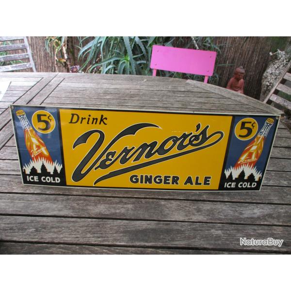 plaque vintage us  en porcelaine emaillee  drink vernor's