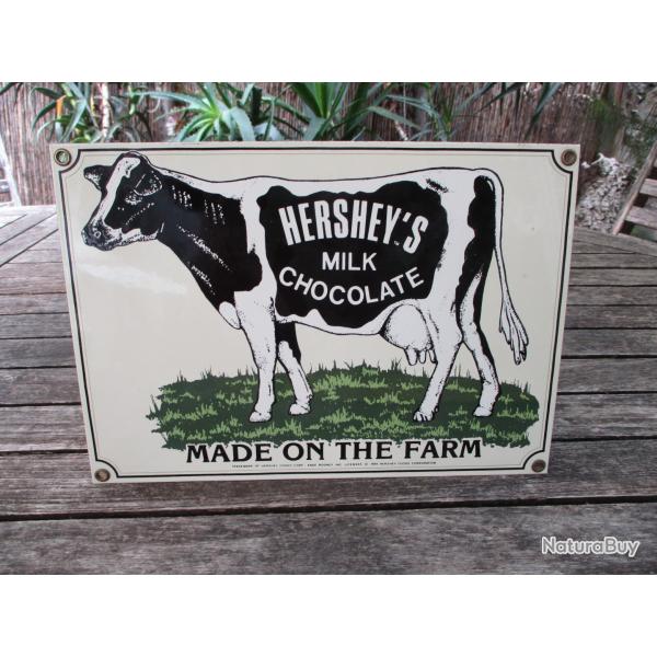 plaque vintage us  en porcelaine emaillee  milk chocolate
