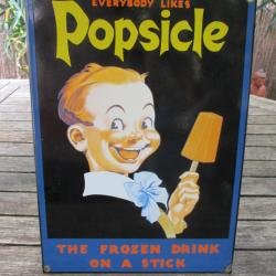 plaque vintage us  en porcelaine emaillee  popsicle