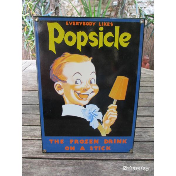 plaque vintage us  en porcelaine emaillee  popsicle