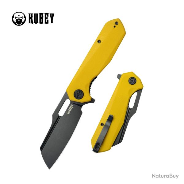 Couteau Pliant Kubey Atlas Lame Acier 14C28N Manche G10 Jaune Noir Liner Lock KUB328E