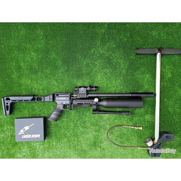 PACK-2 LASER Carabine PCP SNOWPEAK AP900B Cal. 5,5 mm 19,9 J. Bouteille alum. + Bipied + kIT Puiss.