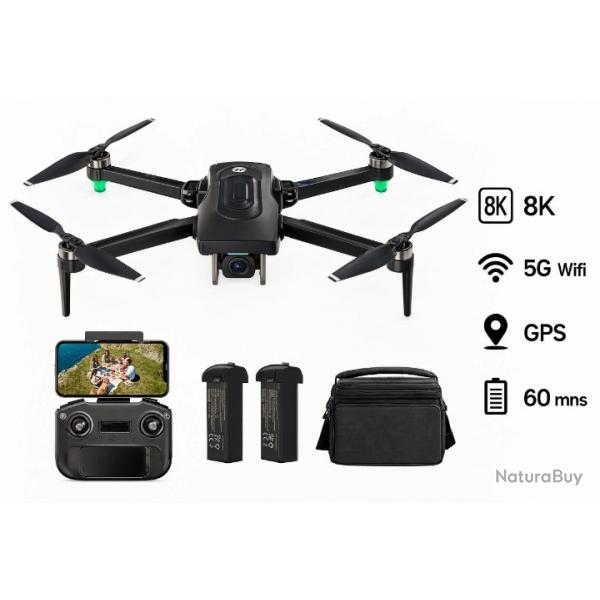 Drone 8K 60mns de vol GPS 5G Wifi - Stabilisateur - 2 batteries - Garantie 2 ans - Livraison rapide