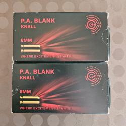 Cartouches GECO 8mm P.A a BLANC KNALL par boites 50x2