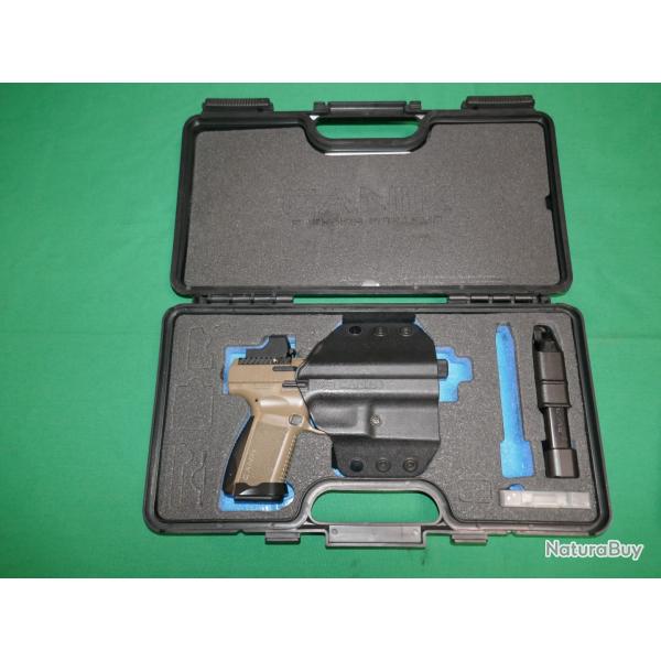 Pistolet CANIK TP9 ELITE COMBAT FDE en 9x19mm avec point rouge SIGHT MARK Micro Reflex