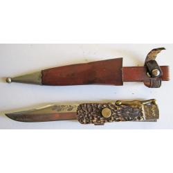 COUTEAU DE CHASSE &agrave; la d'Estaing. Rostfrei, Derl&auml;ngerungsSoleh. Avec &eacute;tui.