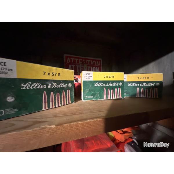 Lot 3 bo�tes x60 balles de 7x57R Sellier& Bellot