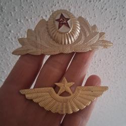 INSIGNE / COCARDE POUR CASQUETTE AVIATION OFFICIER SOVIETIQUE URSS CCCP 1970s