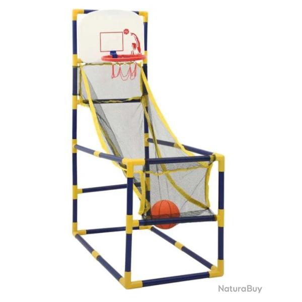 Jeu basket arcade PVC ABS bleu jaune 45x86x127 cm avec ballon pompe