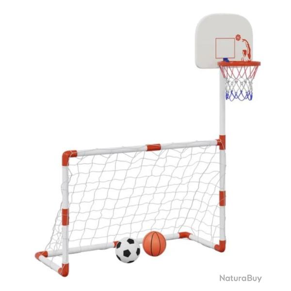 Ensemble football basket enfants 145 cm avec ballons pompe multifonction