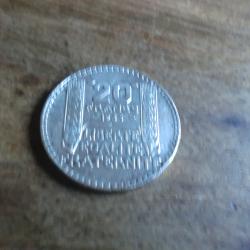 monnaie 20 francs  argent 1933