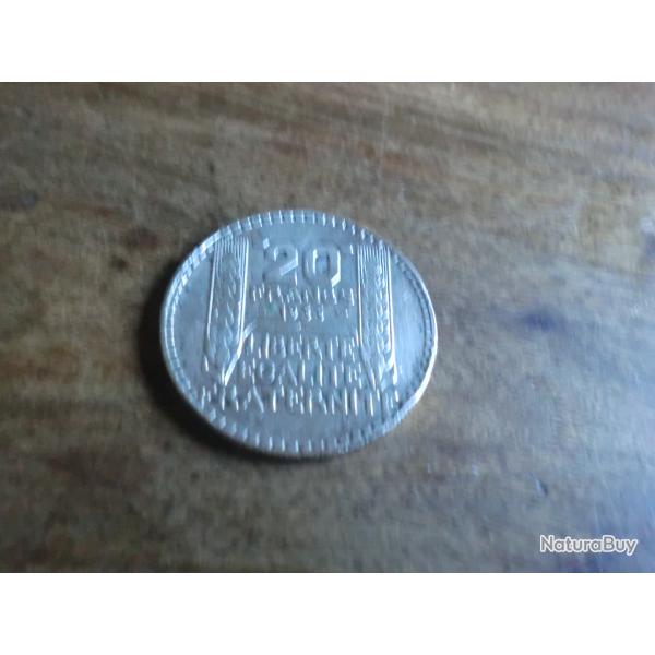 monnaie 20 francs  argent 1933