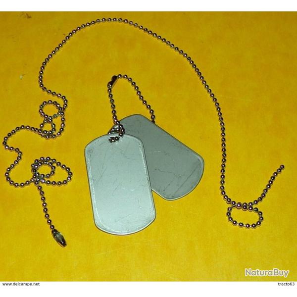 PLAQUE DOG TAG GENRE ARMEE AMERICAINE U.S�, ETAT NEUF VOIR PHOTO .POUR TOUT RENSEIGNEMENT ME CONTACT