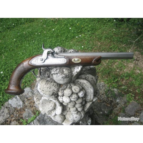 pistolet de tir de stand, Napol�on III, �tat de tir, cal 44, d�tente stecher, canon ray� en cheveux
