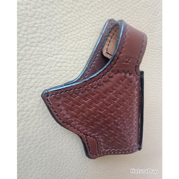 Holster cuir marron, Droitier, pour r�volver Manurhin MR 73