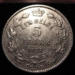 EEN BELGA , belgique piece de 5 frank de 1933 ttb diametre 30,7 mm